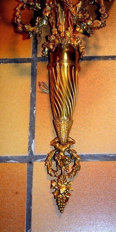 A Striking Pair Of Gilded Bronze Wall Sconces-photo-3
