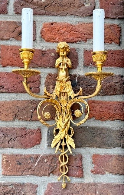 Paire d'appliques en bronze doré-photo-5