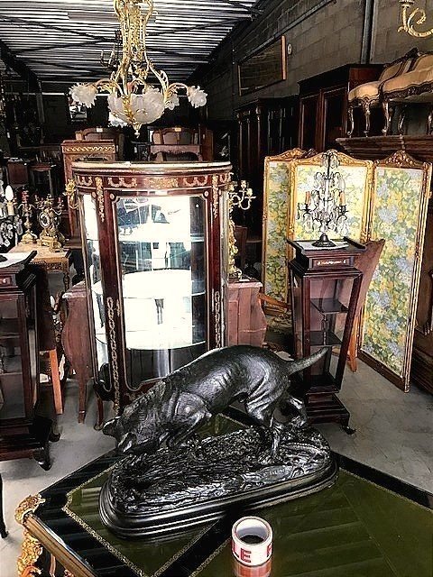 Large Bronze Hunting Dog-photo-2