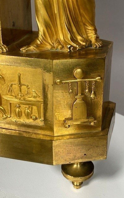 Rare pendule Empire figurant "la découverte de l'électricité statique-photo-4