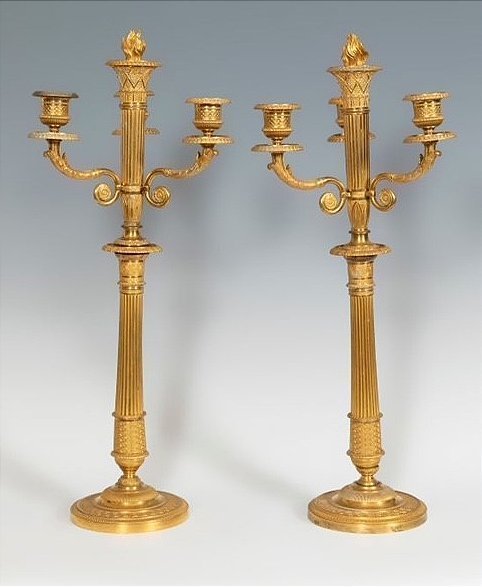 Pair Of Empire-era Candlesticks -photo-3