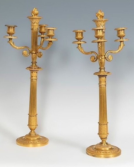 Pair Of Empire-era Candlesticks -photo-2