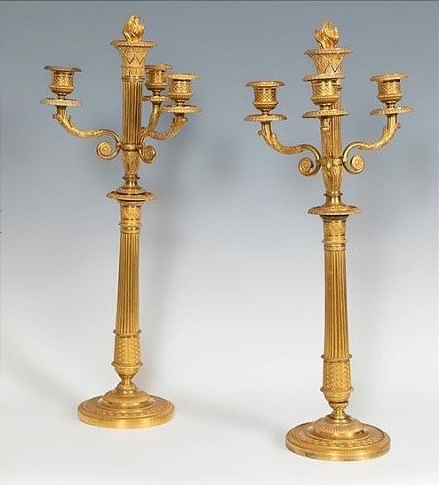 Pair Of Empire-era Candlesticks 