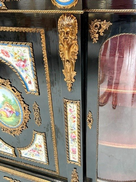 Sideboard Made Of Ebonised Wood And Sèvres Porcelain -photo-3