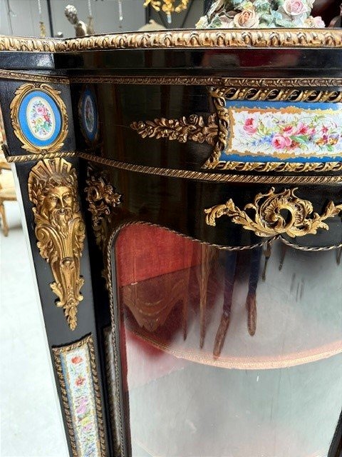 Sideboard Made Of Ebonised Wood And Sèvres Porcelain -photo-1