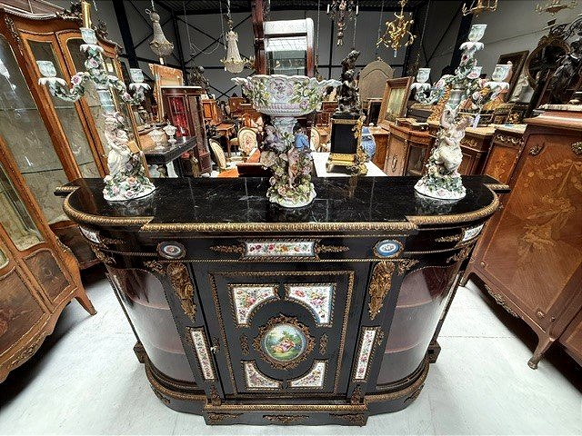Sideboard Made Of Ebonised Wood And Sèvres Porcelain -photo-7