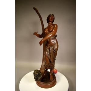 Bronze Orientale l'Harpiste égyptienne 