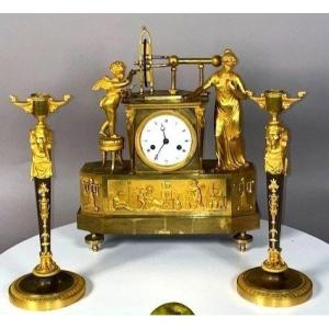 Pendule figurant la découverte de l'électricité 