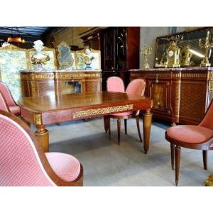 Louis XVI Style Marquetry Dining Suite
