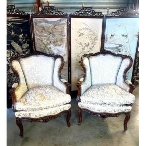Large Pair Of Armchairs In Walnut