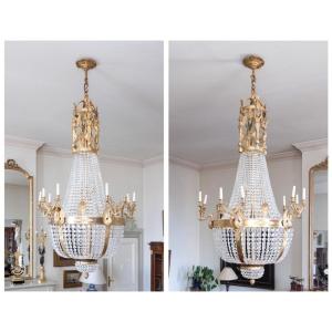 Pair Of "mongolfière" Chandeliers , Height = 225 Centimeters 