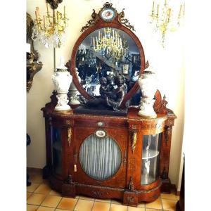 Sideboard And Mirror In Kingwood And Sèvres Porcelain