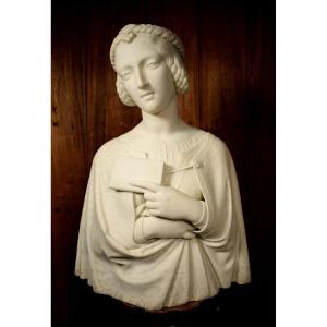 Florentine Bust Made Of Carrara Marble