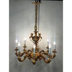 Grand lustre de style Mazarin en bronze doré
