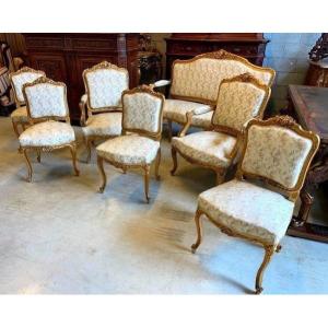 Louis XV-style Suite In Gilded Wood