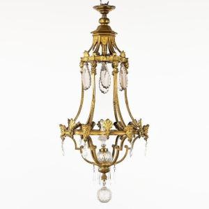 Gilded Bronze And Crystal Chandelier