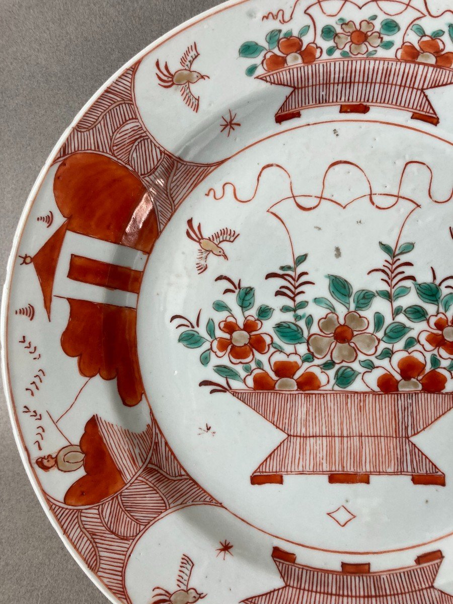 Chine: Plat rond en porcelaine décoré pour la Hollande 18ème Siècle-photo-1