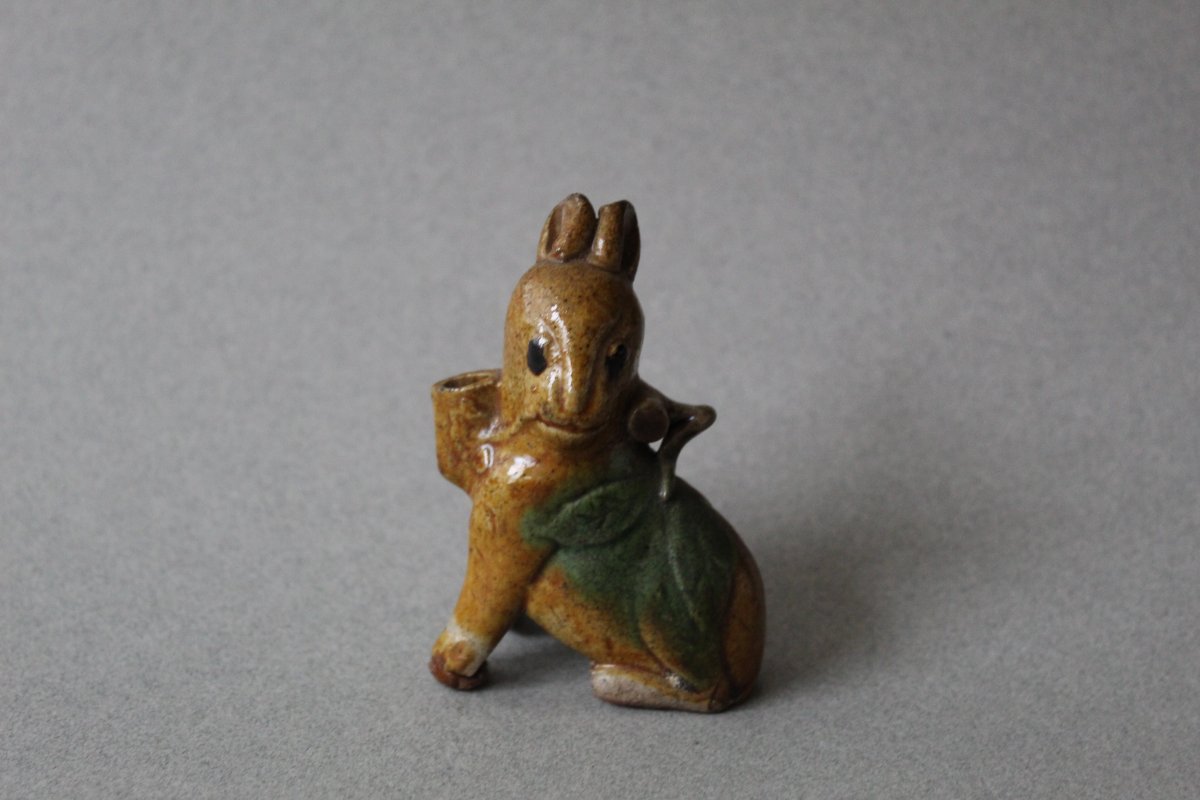 Chine: Lapin en biscuit vernissé 18ème Siècle-photo-2