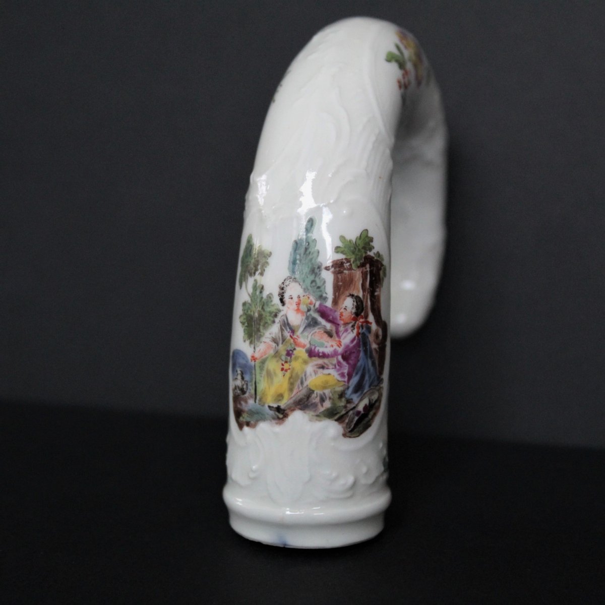 Meissen (?): German Porcelain Cane Handle In The Shape Of A Beak. 18th Century