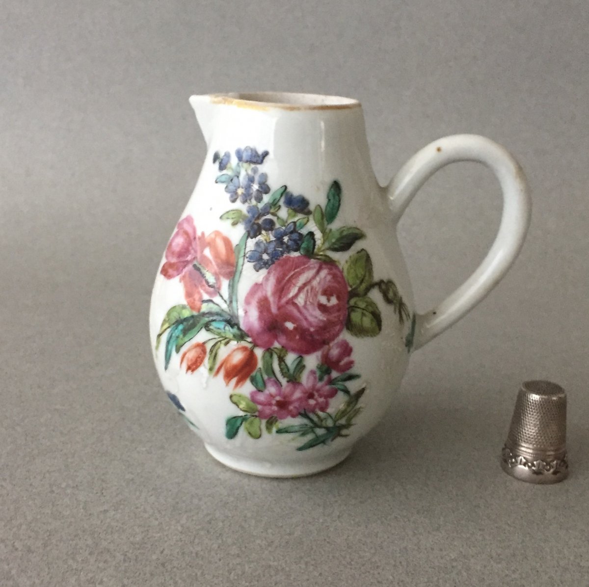 China:  18 Century Porcelain  Milk Jug  Over Decorated In London-photo-3