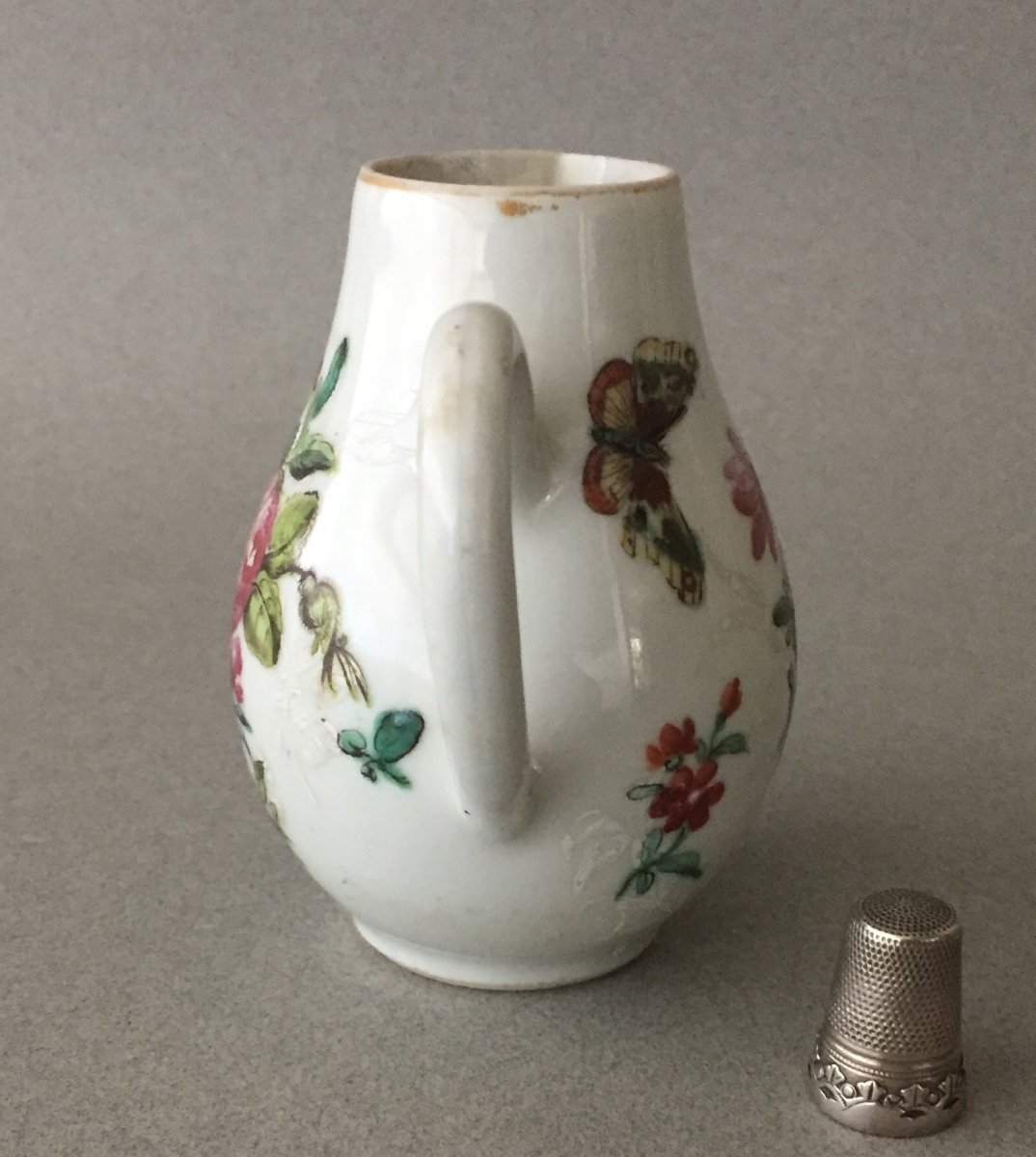 China:  18 Century Porcelain  Milk Jug  Over Decorated In London-photo-4