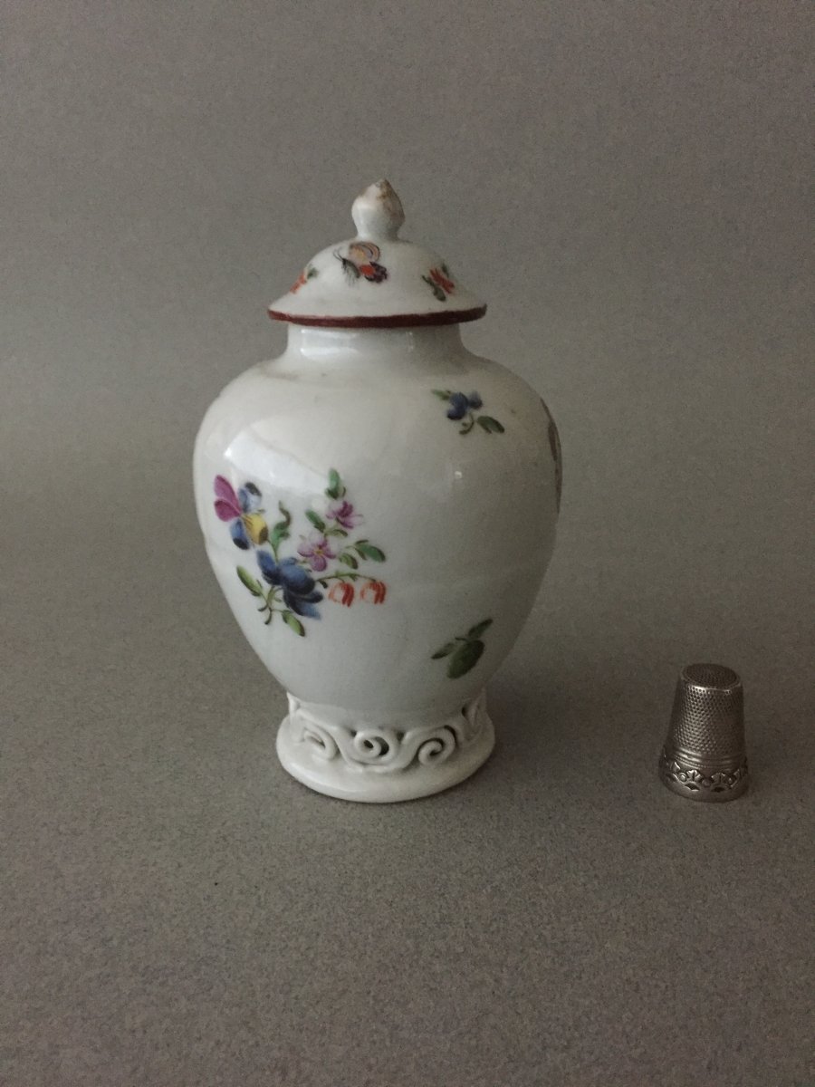 Chine: Boîte à Thé  couverte en porcelaine 18ème-photo-3