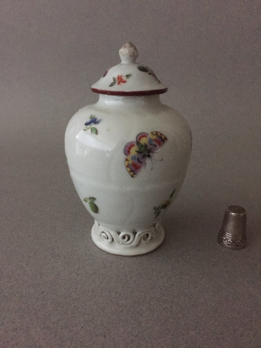 Chine: Boîte à Thé  couverte en porcelaine 18ème-photo-4