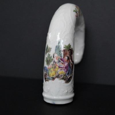 Meissen (?): German Porcelain Cane Handle In The Shape Of A Beak. 18th Century