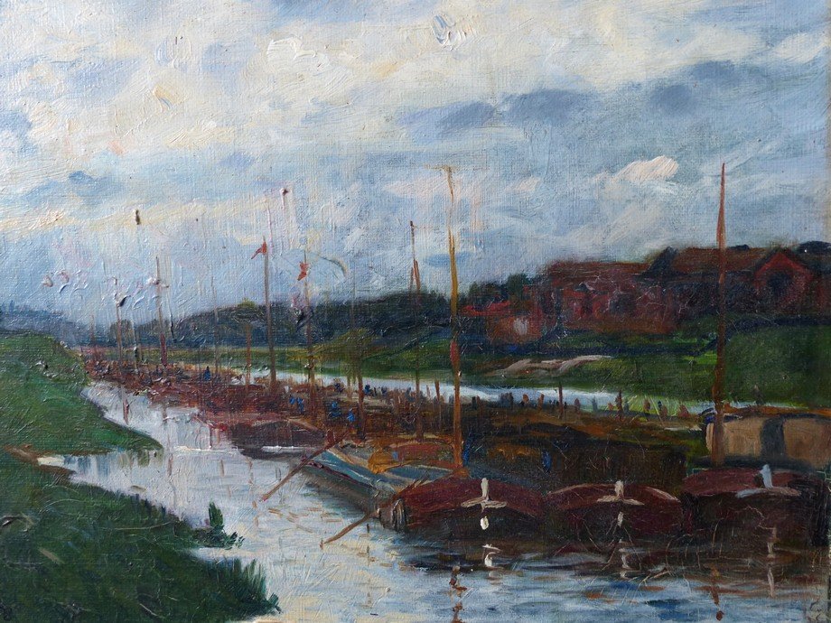 Barges On The Saint-denis Canal In 1908-photo-3