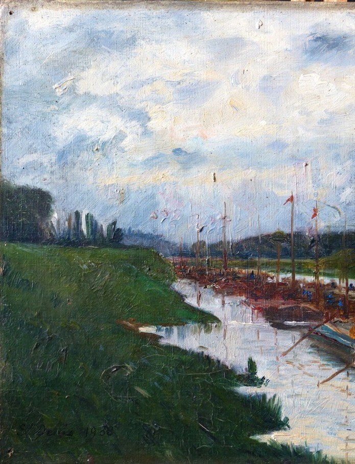 Barges On The Saint-denis Canal In 1908-photo-4