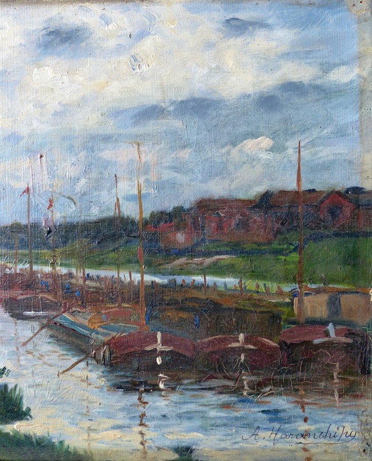 Barges On The Saint-denis Canal In 1908-photo-1