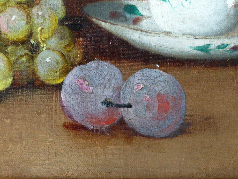 Still Life With Grapes And Plums By Léon Charles Huber (1858-1928)-photo-3