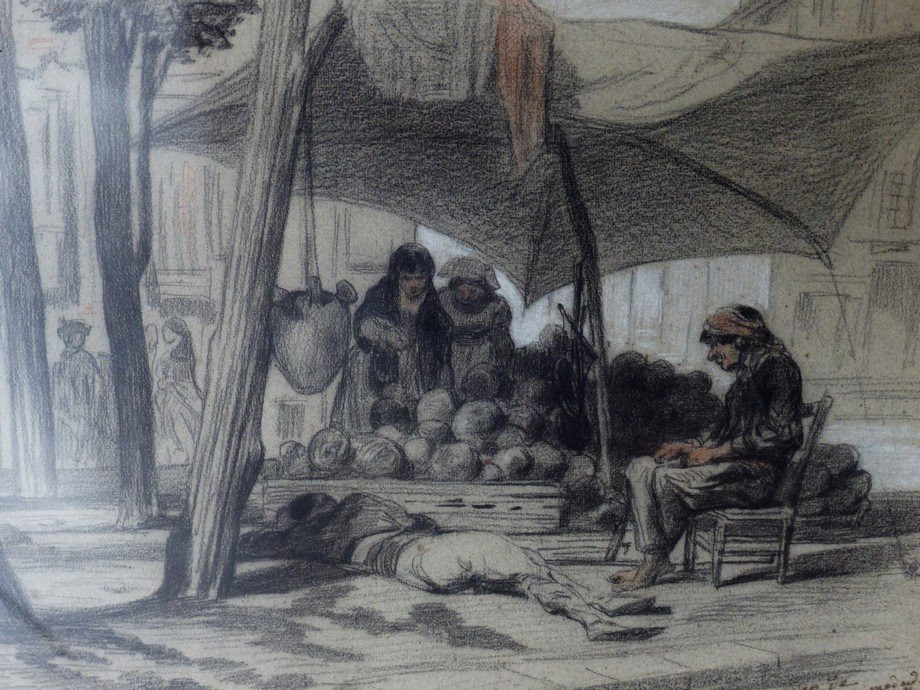 Marché de Madrid  par Célestin-François Nanteuil (1813-1873)-photo-2