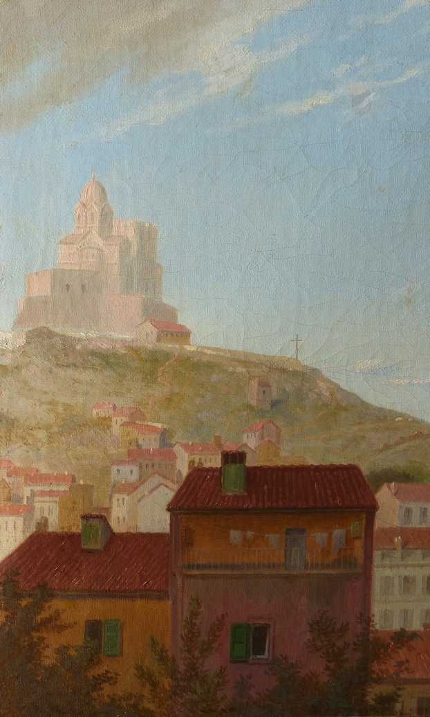 Marseille School Around 1850, View Of Notre-dame De La Garde-photo-2