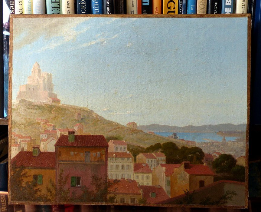 Marseille School Around 1850, View Of Notre-dame De La Garde-photo-4
