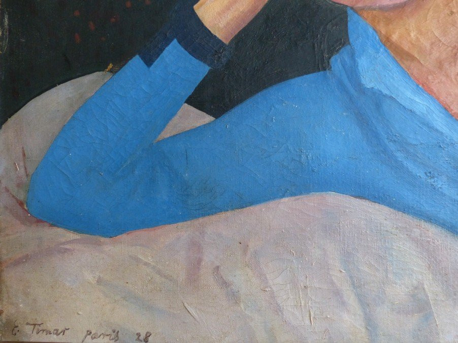 Hungarian School, The Woman In Blue By Emeric Timar-photo-1