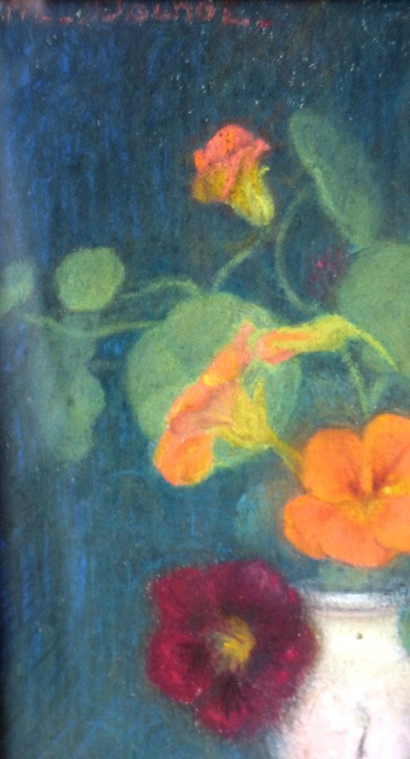 Pastel début XXème, le vase de fleurs-photo-1