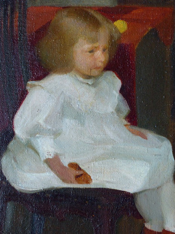 Little Girl In A White Dress, Early 20th Century-photo-3