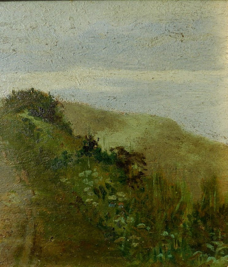 Chemin sur les falaises d'Etretat, école XIXème-photo-2