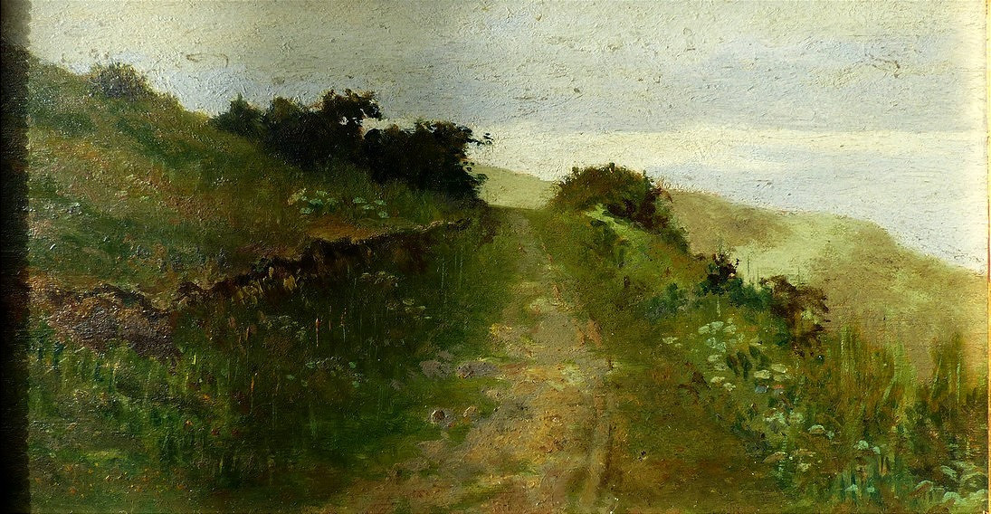 Chemin sur les falaises d'Etretat, école XIXème