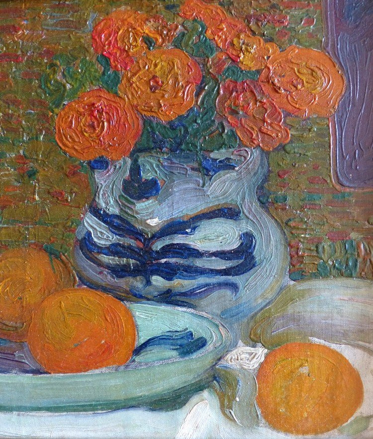 Nature morte pointilliste vers 1910, entourage de Cuno Amiet-photo-3