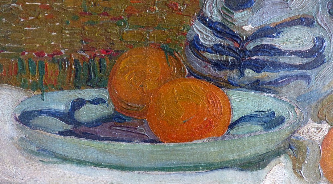 Nature morte pointilliste vers 1910, entourage de Cuno Amiet-photo-4