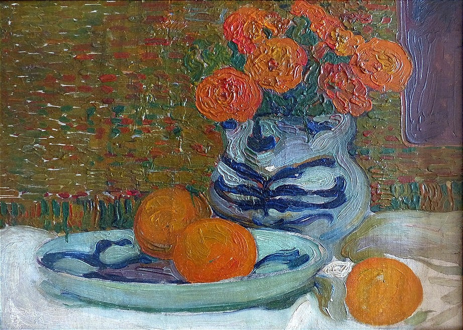 Nature morte pointilliste vers 1910, entourage de Cuno Amiet
