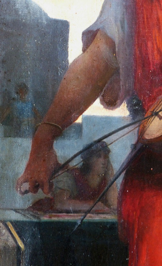 The Rabâbâ Player, Orientalist School, 19th Century-photo-3