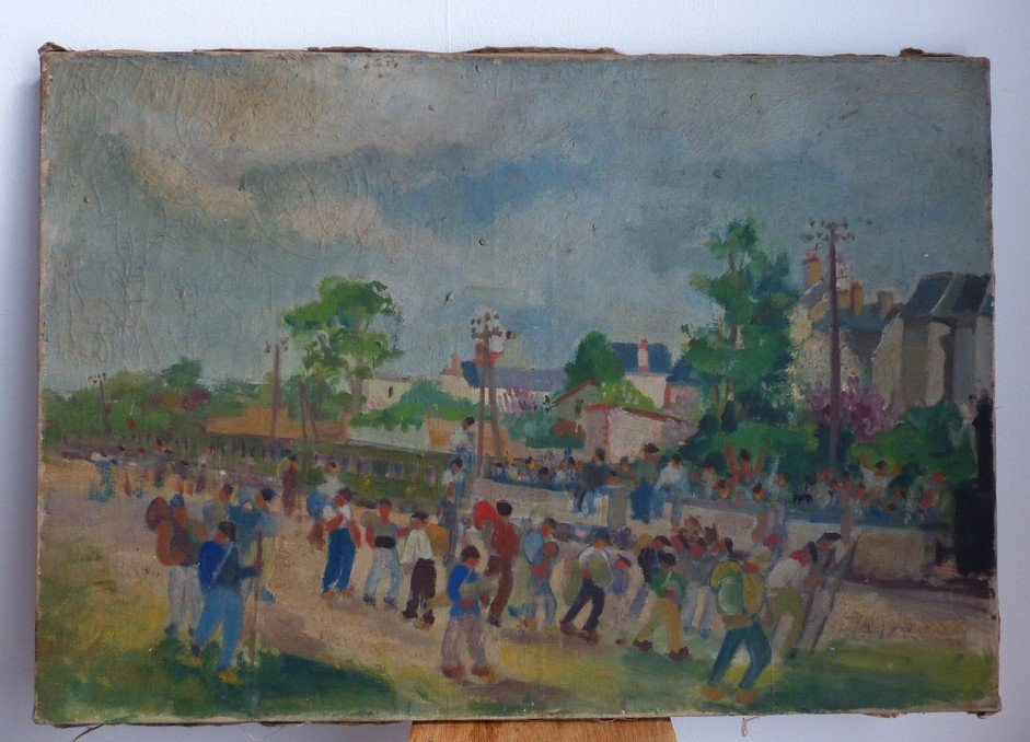 Basque School Around 1920, The Return Of The Workers-photo-2