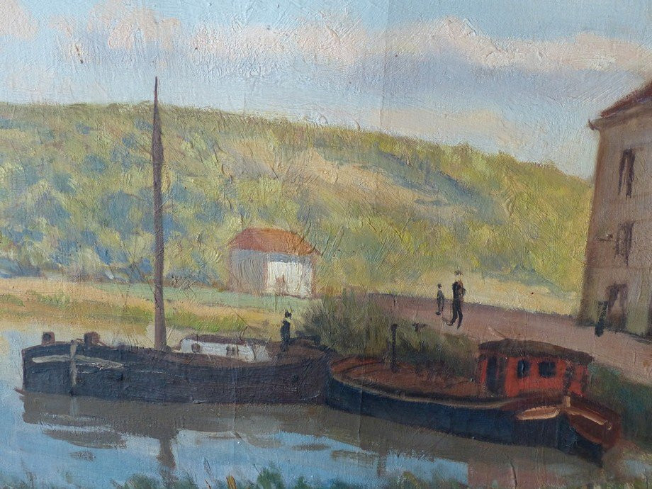 Raymond Rénefer (1879-1957),  Paysage de bord de Seine (grand format)-photo-4