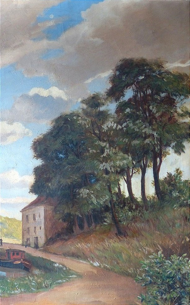 Raymond Rénefer (1879-1957),  Paysage de bord de Seine (grand format)-photo-1