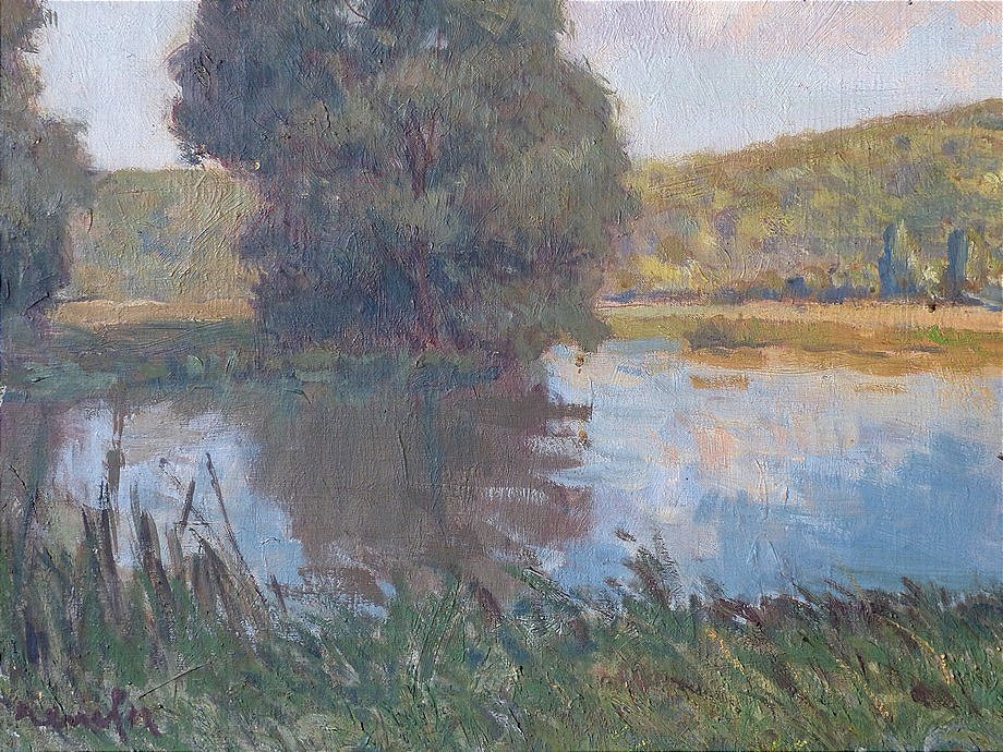 Raymond Rénefer (1879-1957),  Paysage de bord de Seine (grand format)-photo-3