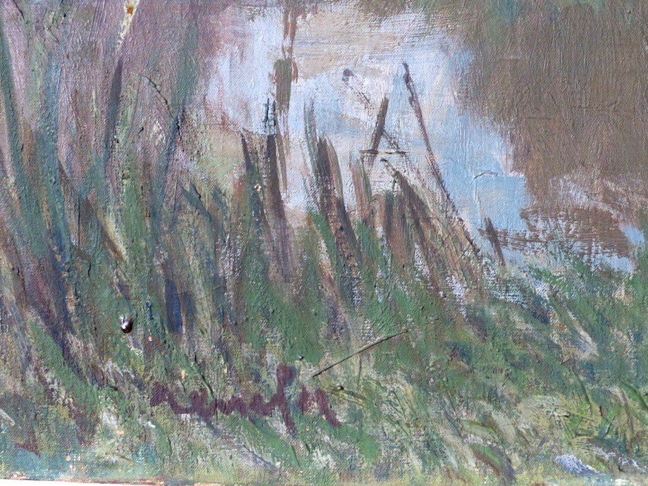 Raymond Rénefer (1879-1957),  Paysage de bord de Seine (grand format)-photo-4