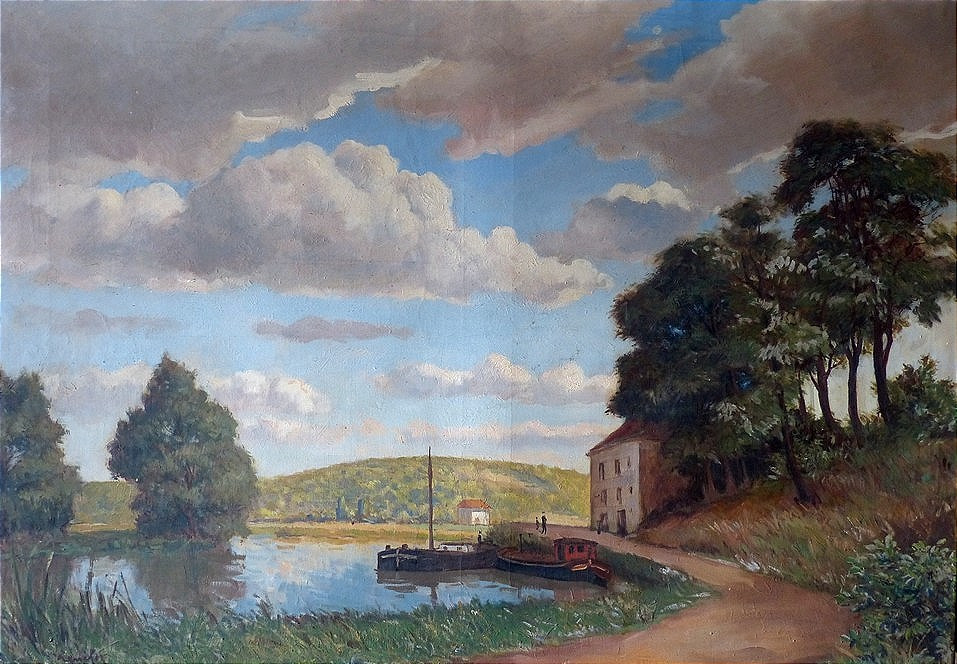 Raymond Rénefer (1879-1957),  Paysage de bord de Seine (grand format)